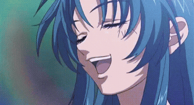 A Close Up Of A Blue Haired Anime Character With Her Eyes Closed GIF