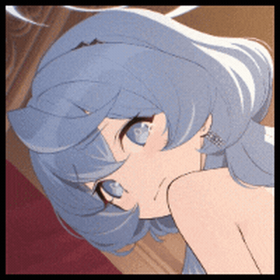 A Close Up Of A Blue Haired Anime Girl With Blue Eyes GIF