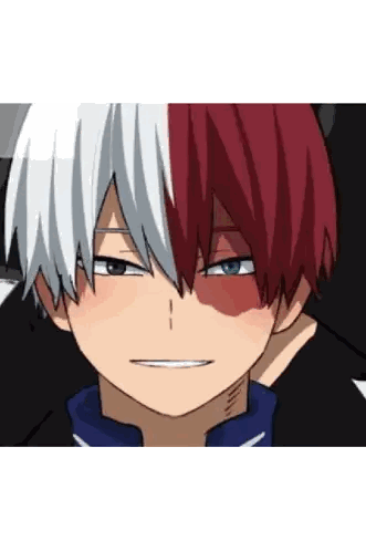 A Close Up Of A Boy With Red And White Hair Sticker