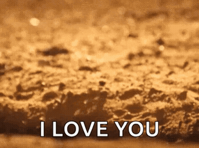 A Close Up Of A Brown Surface With The Words `` I Love You '' On It . GIF