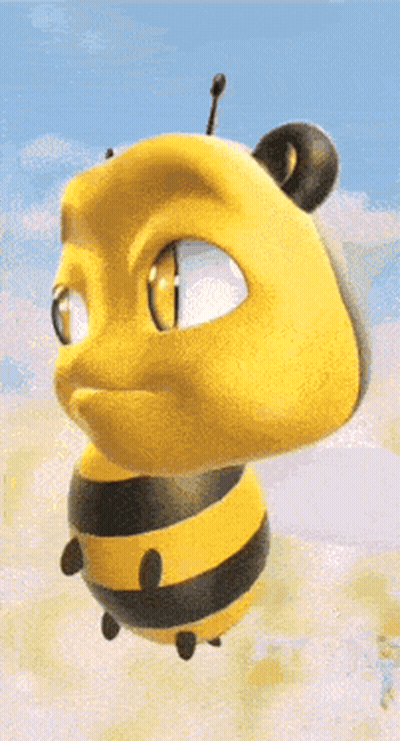 A Close Up Of A Cartoon Bee With A Smiley Face GIF