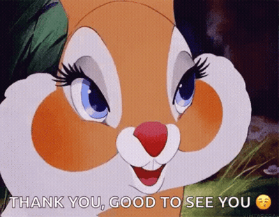 A Close Up Of A Cartoon Bunny Saying Thank You GIF