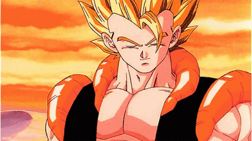 A Close Up Of A Cartoon Character From Dragon Ball Z With A Snake Around His Neck And A Sunset In The Background . GIF