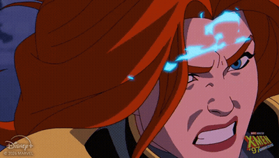 A Close Up Of A Cartoon Character From The X-Men Animated Series On Disney + GIF