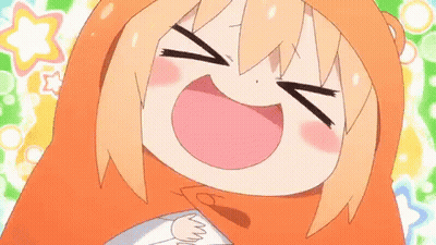 A Close Up Of A Cartoon Character Laughing With Her Eyes Closed And A Blanket On Her Head . GIF