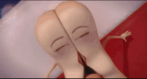 A Close Up Of A Cartoon Character Laying On A Bed With His Eyes Closed GIF