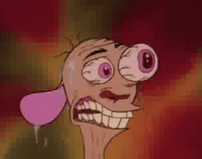 A Close Up Of A Cartoon Character Making A Funny Face With Purple Eyes . GIF