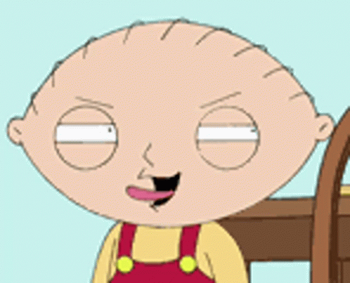 A Close Up Of A Cartoon Character Named Stewie From The Family Guy GIF