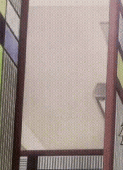 A Close Up Of A Cartoon Character Peeking Out From Behind A Window . GIF
