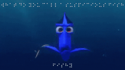 A Close Up Of A Cartoon Character 'S Eyes With Braille Written On The Bottom GIF