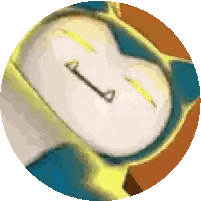A Close Up Of A Cartoon Character 'S Face In A Circle Sticker