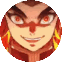 A Close Up Of A Cartoon Character 'S Face In A Circle With Red Eyes . Sticker