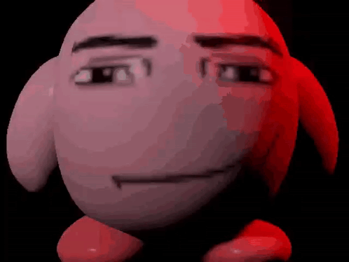 A Close Up Of A Cartoon Character 'S Face In A Dark Room With A Red Background . GIF