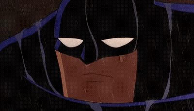 A Close Up Of A Cartoon Character 'S Face In The Rain With A Sad Look On His Face . GIF