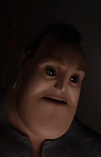 A Close Up Of A Cartoon Character 'S Face With A Big Mouth GIF