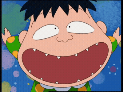 A Close Up Of A Cartoon Character 'S Face With A Big Mouth GIF