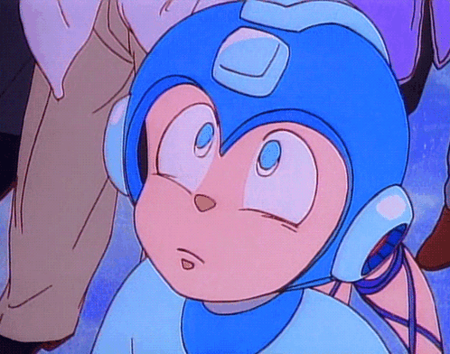 A Close Up Of A Cartoon Character 'S Face With A Blue Helmet GIF