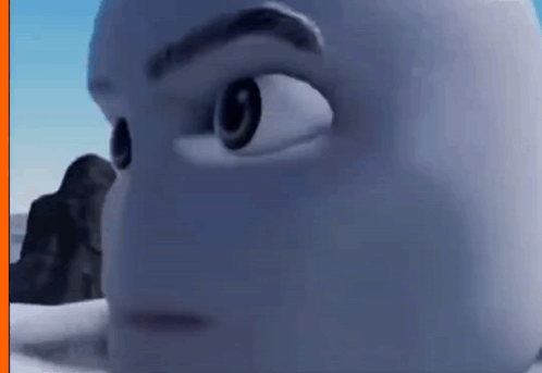 A Close Up Of A Cartoon Character 'S Face With A Blue Sky In The Background . GIF