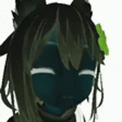 A Close Up Of A Cartoon Character 'S Face With A Green Flower In Her Hair . GIF