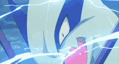 A Close Up Of A Cartoon Character 'S Face With A Pink Tongue Sticking Out GIF