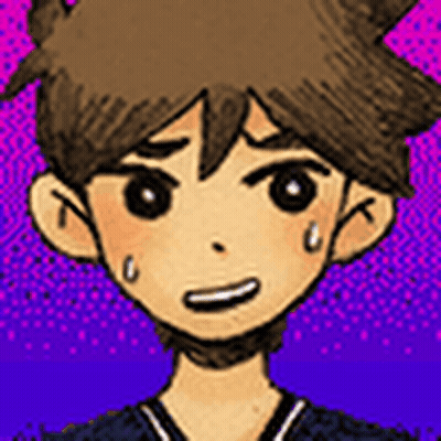 A Close Up Of A Cartoon Character 'S Face With A Purple And Pink Background . GIF