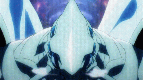 A Close Up Of A Cartoon Character 'S Face With A Purple Background GIF