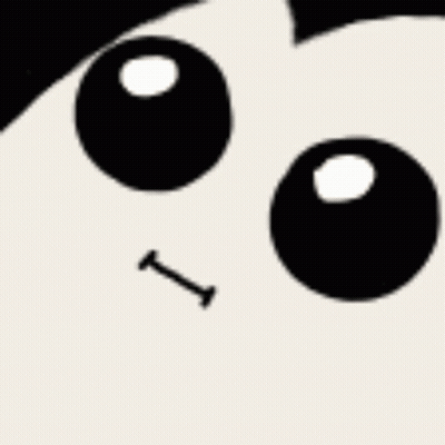 A Close Up Of A Cartoon Character 'S Face With A Purple Box Coming Out Of It . GIF