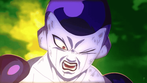 A Close Up Of A Cartoon Character 'S Face With A Purple Head GIF