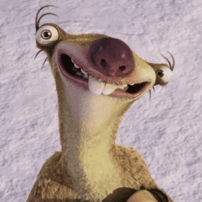 A Close Up Of A Cartoon Character 'S Face With A Purple Nose GIF