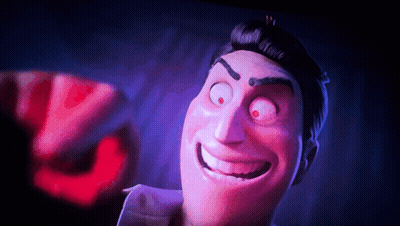A Close Up Of A Cartoon Character 'S Face With A Red Eye GIF
