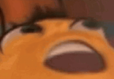 A Close Up Of A Cartoon Character 'S Face With A Surprised Expression . GIF