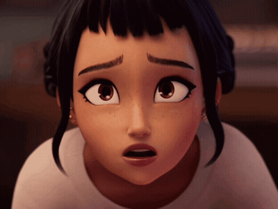 A Close Up Of A Cartoon Character 'S Face With A Surprised Look On Her Face GIF