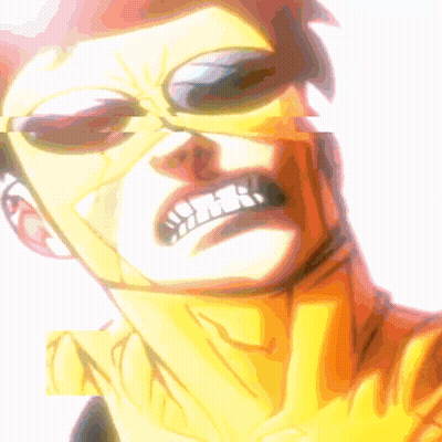 A Close Up Of A Cartoon Character 'S Face With A Yellow Mask On GIF