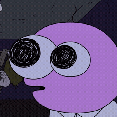 A Close Up Of A Cartoon Character 'S Face With Big Eyes GIF