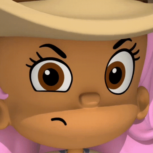 A Close Up Of A Cartoon Character 'S Face With Big Eyes GIF