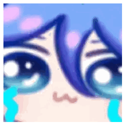 A Close Up Of A Cartoon Character 'S Face With Blue Eyes And Tears Coming Out Of Them . Sticker
