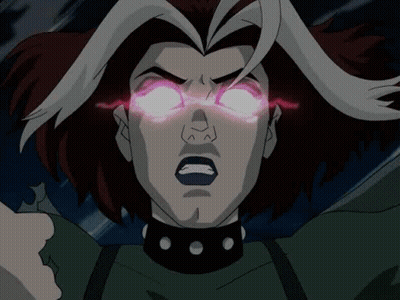A Close Up Of A Cartoon Character 'S Face With Glowing Eyes GIF