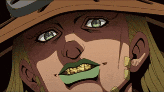 A Close Up Of A Cartoon Character 'S Face With Green Lips And Gold Teeth GIF