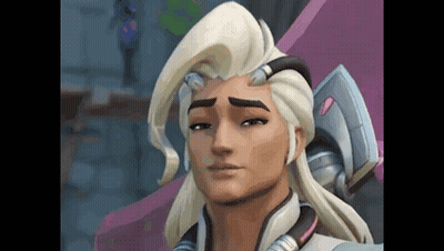 A Close Up Of A Cartoon Character 'S Face With Long White Hair And Horns . GIF