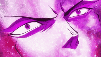 A Close Up Of A Cartoon Character 'S Face With Purple Eyes . GIF