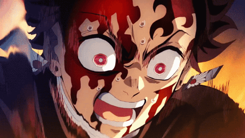 A Close Up Of A Cartoon Character 'S Face With Red Eyes GIF