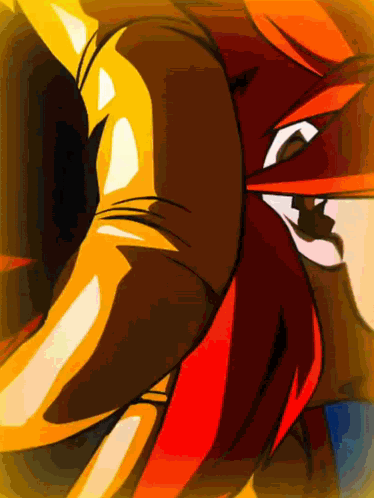 A Close Up Of A Cartoon Character 'S Face With Red Hair GIF