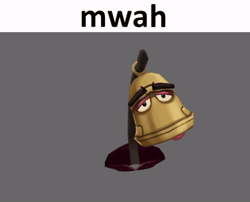 A Close Up Of A Cartoon Character 'S Face With The Word Mwah Below It GIF