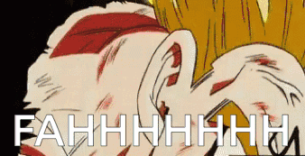 A Close Up Of A Cartoon Character 'S Face With The Words ' Fahrhhhh ' Written In White Letters GIF