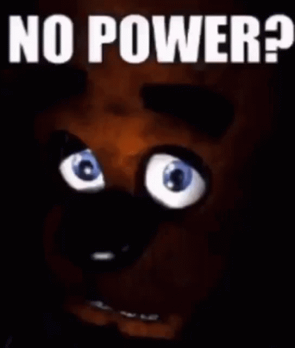 A Close Up Of A Cartoon Character 'S Face With The Words `` No Power '' Above It . GIF