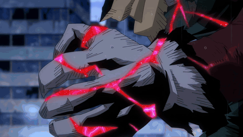 A Close Up Of A Cartoon Character 'S Hand With Red Glowing Lines Coming Out Of It GIF