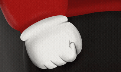 A Close Up Of A Cartoon Character 'S Hand With White Gloves GIF