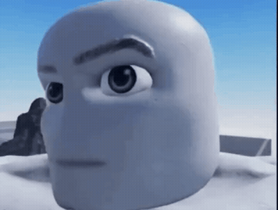 A Close Up Of A Cartoon Character 'S Head With A Serious Look On His Face . GIF