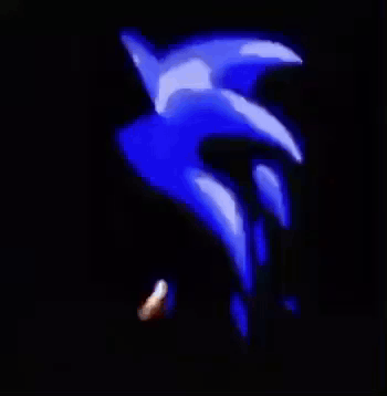 A Close Up Of A Cartoon Character , Sonic The Hedgehog , Against A Black Background . GIF