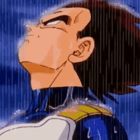 A Close Up Of A Cartoon Character Standing In The Rain Looking Up . GIF